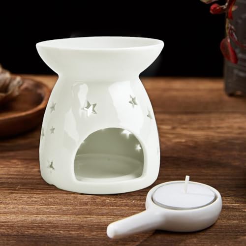 TIMESETL 2PCS Ceramic Tea Light Candle Holder Essential Oil Burner, Tea Light Wax Melt Warmer, Ceramic Aromatherapy Burner Aroma Candle Holder for Home Decor Christmas Housewarming Gift - Image 5