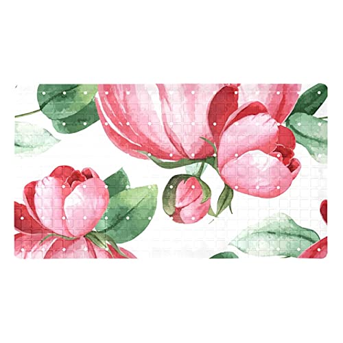 Tapis de bain antidérapant anti-chute pivoine avec ventouses