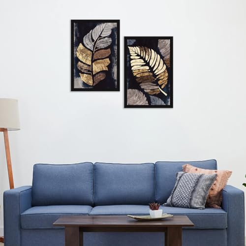Image of ArtX Paper Floral Aesthetic Wall Decor Paintings for Home Decoration, Painting for Living Room Bedroom Office, Framed Painting for Wall Decoration, Wall Decor For Living Room, Set Of 2