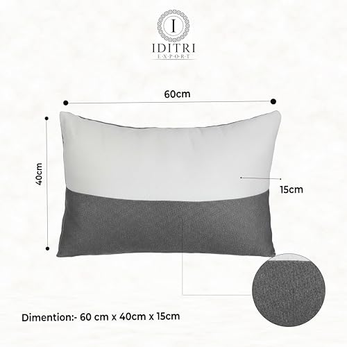 Image of Premium Microfiber Pillow, Grey and White Soft Bedding, Ultimate Support for Neck and Head, Luxury Redefined,Washable Cover with Durable Zipper,60 x 40 x 15 cm