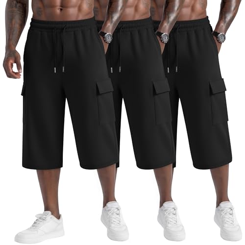 Neer 3 Pack Men's Capri Cargo Pants Big and Tall