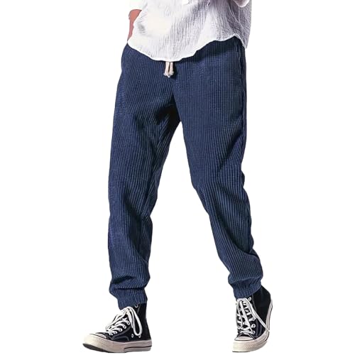 Generico Pantaloni di Velluto Uomo Kirakuco Pantalonis Giapponesi a Coste Largo Taglio Dritto Modello con Vita Elasticizzata e Cordino Baggy Elasticizzati Casual Pantalone S-3XL 2026