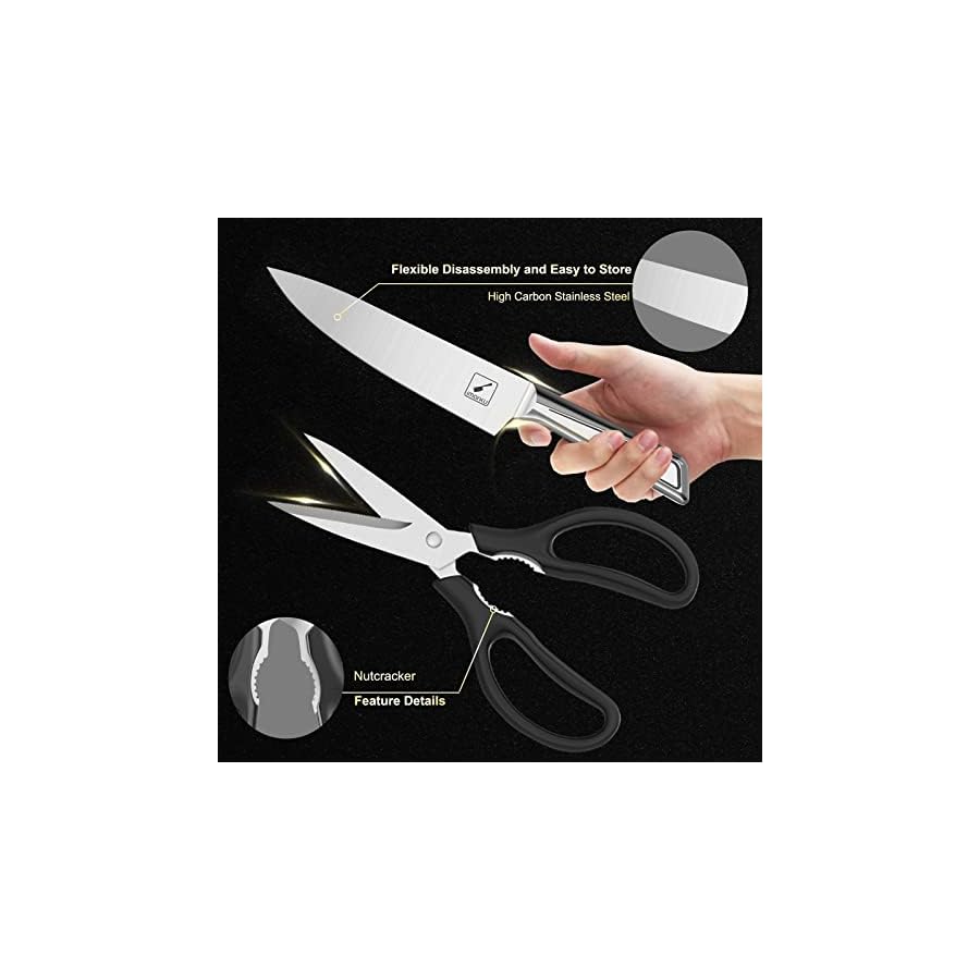 imarku Knife Set, Knife Sets for Kitchen with Block 16 PCS High Carbon Stainless Steel Kitchen Knife Set with Sharpener, Razor-Sharp Kitchen Knives, Dishwasher Safe, Christmas Gifts for Men & Woman
