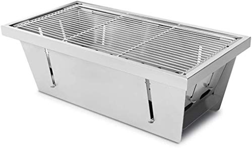 CJK Una Parrilla de carbón Barbacoa portátil, el carbón Plegable de Acero Inoxidable Barbacoa Barbacoa Fumador con Cesta de carbón con Altura Variable para el Control de Picos de Tiro, Modelo.