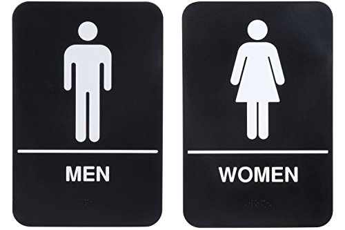 ADA Men and Women Restrooms Sign Set with Braille Toilet Door Plate for Business Restaurant, 6