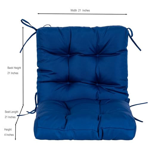 Image of QILLOWAY Outdoor Chair Cushion for Patio Furniture, Waterproof Patio Cushions Set of 2 with Ties, Fade Resistant Replacement Pads for Outdoor Rocking Chairs,Royal Blue