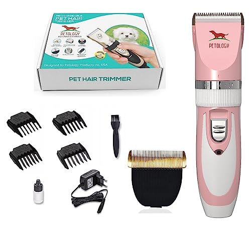 Image of PETOLOGY Unisex Professional Automatic Rechargeable Pet Hair Trimmer for Dogs & Cats Grooming Machine Wireless (Pink Trimmer + Extra Blade)