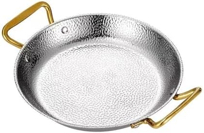 Stainless Steel Spanish Paella Pan - Nonstick Omelet & Soup Pot, Round Dual Handle Cookware for Home Cooking, Versatile Hot Pot & Stockpot