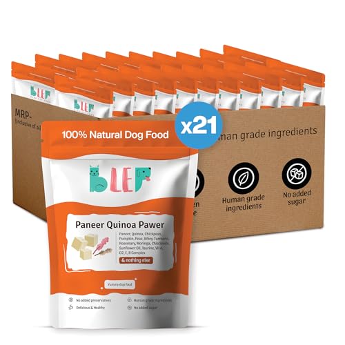 Image of BLEP Fresh Dog Food (Wet) Human Grade, Grain Free|Paneer, Quinoa & Mixed Veggies|Omega 3, 6, Vitamin A, D, E, B|Zero Preservatives & Sugar|Easily Digestible|for All Dog Breeds|6.3kg (21 Pack of 300g)