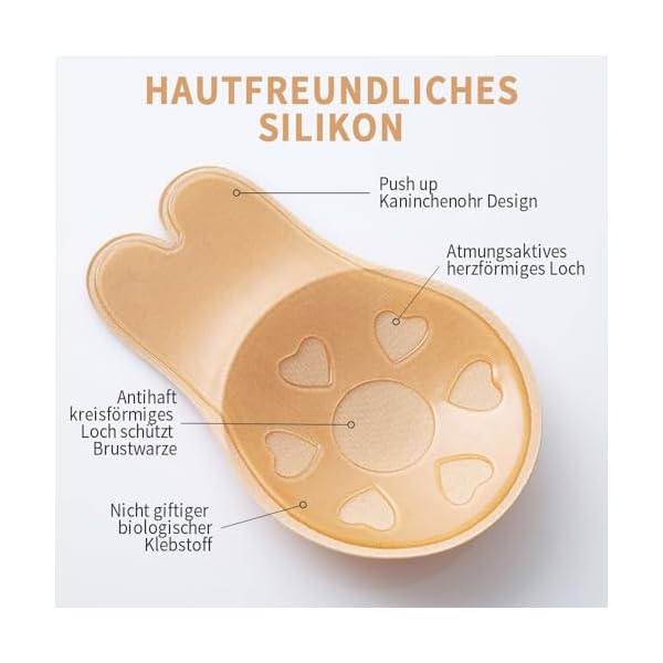 Klebe BH,Unsichtbarer Klebe-BH,TräGerloser Selbstklebender Klebe-BH,Mit Push-Up-Effekt Und Unsichtbarem Design,FüR Alle RüCkenfreien KleidungsstüCke Und Brautkleider,Hautfreundlichen Silikon-Pads – Bild 3