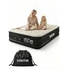 Queen Air Mattress with Built-in Pump, 16″ Elevated Inflatable Bed for Home & Guests, Self-Inflating Blow Up Mattress with Flocked Top & Storage Bag, 660lb Max Weight, Matt Black