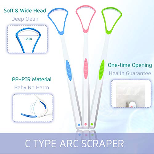 image for BUZHI 4PCS Tongue Scraper, Stainless Steel Tongue Cleaners, 100% BPA F