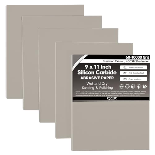 KQCXIK 6-Sheet Premium 5000 Grit Wet Dry Sandpaper 9 x 11 Inch