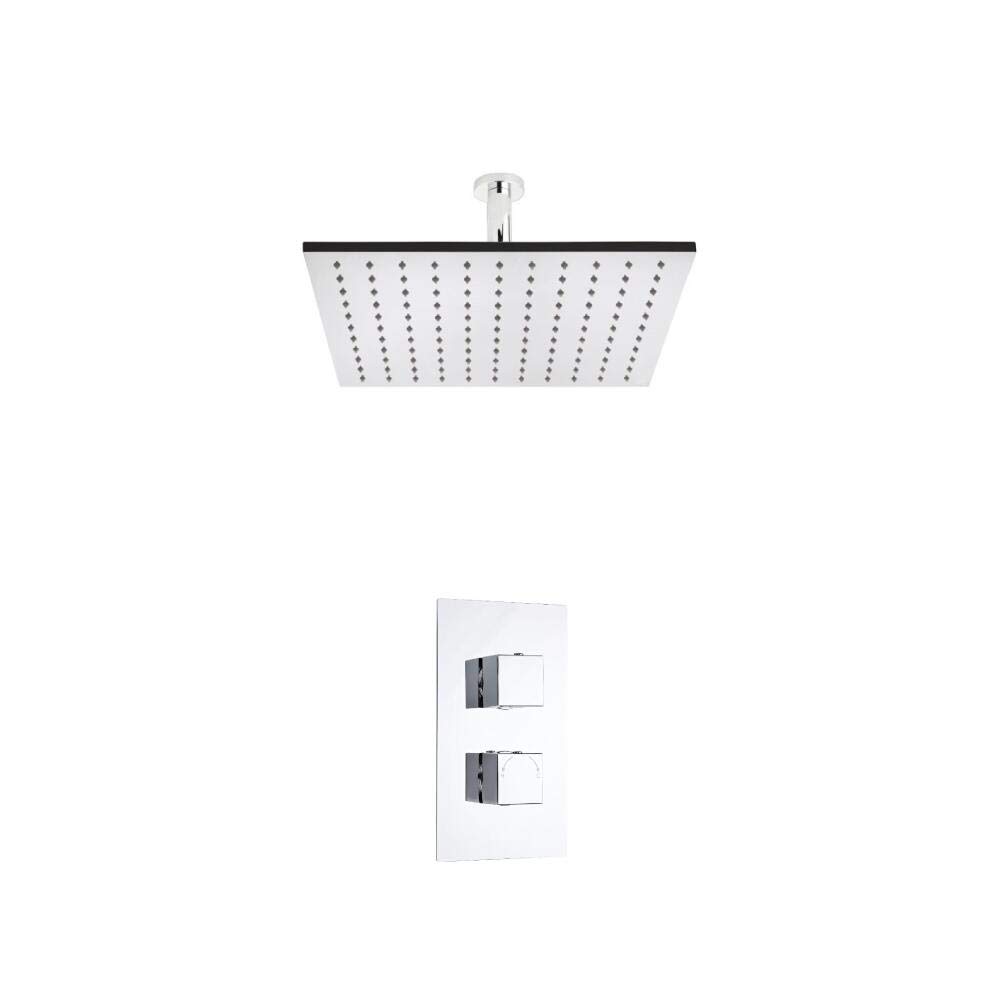 Milano Arvo Thermostatic Mixer Valve 300Mm Ceiling Mounted Square Shower Head - Chrome