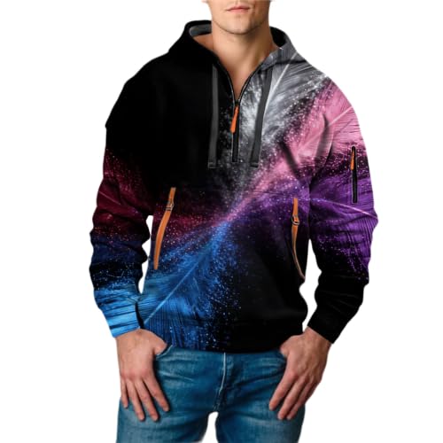 Sudadera morada de hombre con media cremallera de talla grande XXXL para las vacaciones de verano