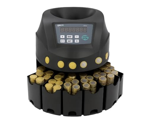 Contador de Monedas Automático - Clasificador de Monedas por Denominación - 200 Monedas/Minuto - Capacidad de 300-500 - Compatible con EUR y USD - Pantalla LED - Conexión RS232 para PC e Impresora
