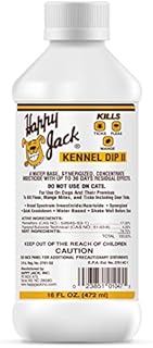 Happy Jack Kennel Dip Dog Flea and Tick Treatment & Prevention, Made in USA, Spray Yard & Home 30-Day Control, Kills Fleas, Ticks, Deer Ticks, Mange, Lice, for Puppies, Small to Large Dogs (16 oz)