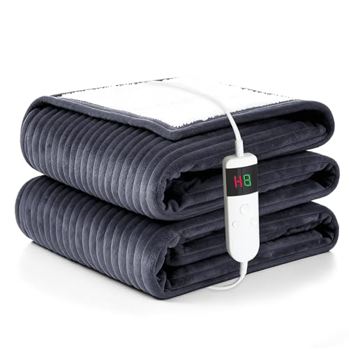 Qieryun Heated Blanket Electric Throw, Soft Flannel Heating Blanket with
