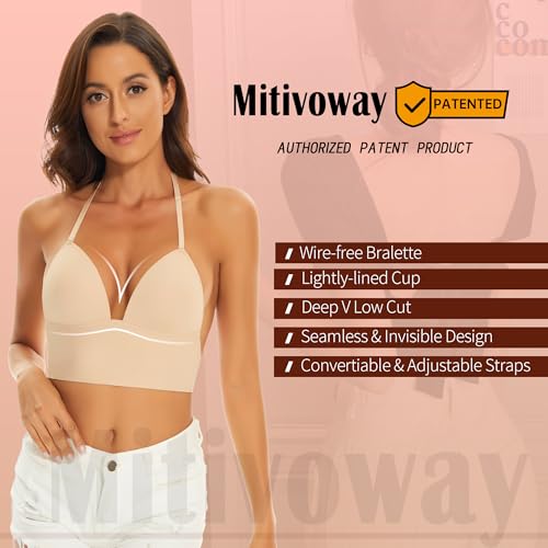Low Back Bras for Women-Seamless Bralette Wireless Triangle Invisable Backless Bra-Low Cut Strappy Open Back Halter Bra4