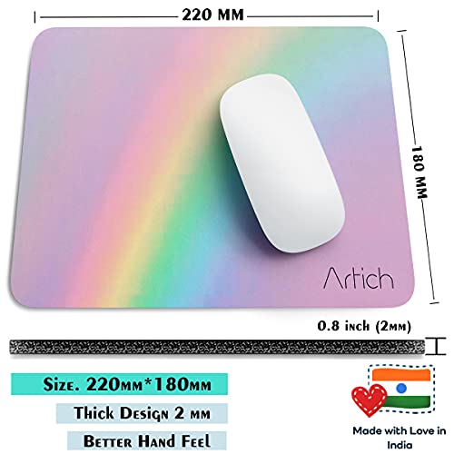 Image of Artich Designer Gaming Mouse Pad for Office Laptop /Computer with Super Soft Non-Slip Rubber Base and Lycra Cloth Surface for Silky Touch Rectangle Marble (A Rainbow)