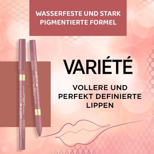 Eveline Cosmetics - Variété, Gel Lipliner Nr. 01, Lipliner Wasserfest, Permanent Lipliner, Lippenkonturenstift Wasserfest Permanent, Long-Lasting Lipliner, Intensiv Pigmentiert