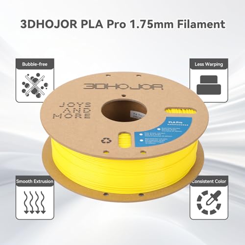 Image of 3DHoJor PLA+ Filament 1.75mm, 3D Printer Filament PLA Plus, Cardboard Spool 3D Printing Filament, Dimensional Accuracy + /- 0.03 mm, Yellow, 1kg