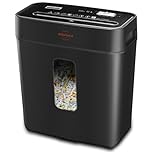 VidaTeco Cross-Cut Shredder, Heavy Duty 6 Sheet Shreds Paper/Card/Staple/Clip Paper Shredder for Home Office, High-Security Level P-4 5-Minute Continuous Shredding 11.5L Liftout Basket Black