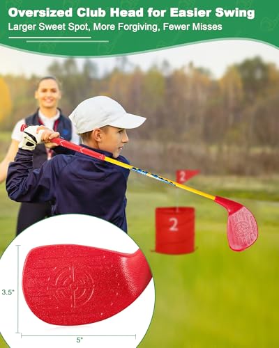 HOTWIND Backyard Golf Game Clubs 1 Pack with 5”x 3.5” Oversize Heads and 33” Lightweight Carbon Shaft for Junior Play Outdoor Golf Yard Game in Grass Parks and Yards Hit Plastic and Foam Balls