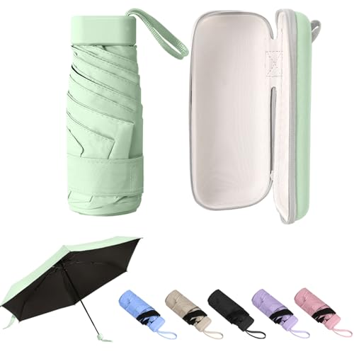 GUARAY Mini Umbrella with Case – Lightweight Folding Compact Travel Accessory, Small Sun Umbrella UV Protection for Girls, Kids & Adults, Fits in Purse Pocket Backpack