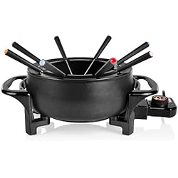 Tristar FO-1107 Olla eléctrica Multifuncional para Fondue de Queso, Chocolate o China, Volumen 1.5 litros, 1000 W, Apta para 8 Personas, Mate Negro