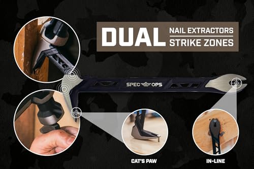 Spec Ops Tools 8" Nail Puller Cats Paw Pry Bar, High-Carbon Steel, 3% Donated to Veterans,