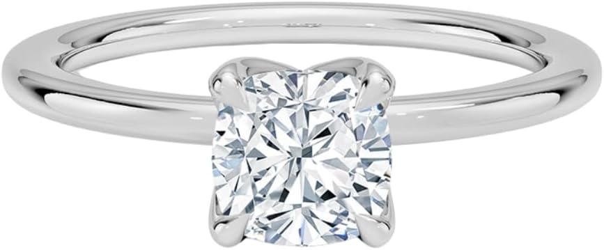 1-5 Carat Cushion Cut IGI Certified Lab Grown Diamond Ring 925 Sterling Silver 10K 14K 18K Solid Gold Solitaire Lab Grown Diamond Engagement Ring Christmas gift for Women (E Color, VVS2 Clarity)