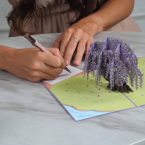 Paper Love 3D Wisteria Tree Pop Up Card, For All Occasion, Birthday, Thank You, Wedding, Mothers Day, Valentines Day - 5" X 7" Cover - Includes Envelope And Note Tag #TOP3