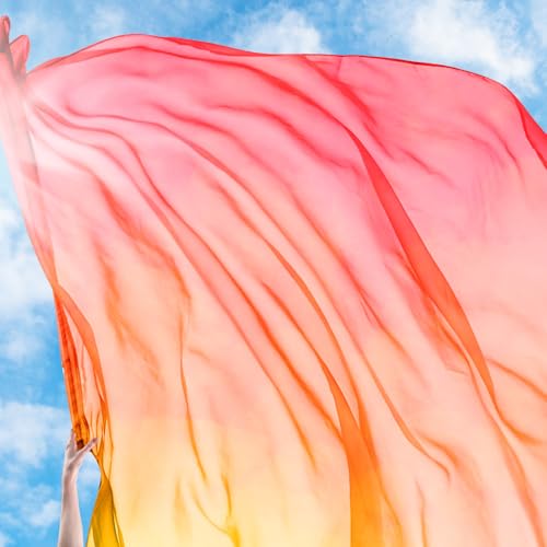 Image of Jecery 2 Pack Praise Dance Worship Flags, 35''x 55'', Yellow Orange Red