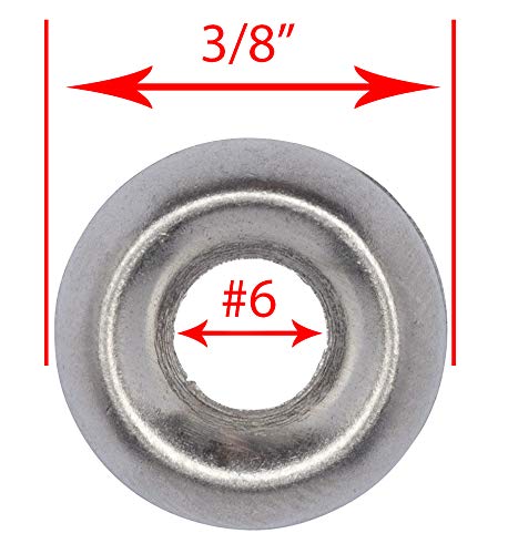 No 6 Stainless Cup Countersunk Finish Washer, (100 Pack) - Choose Size, by Bolt Dropper, 18-8 (304) Commercial Grade Corrosion Resistant Stainless Steel