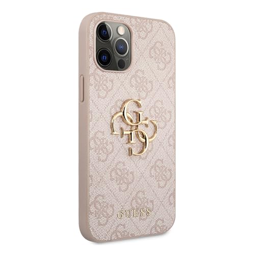 Coque iPhone 12 Pro Max Guess Big Metal Logo Rose Luxe Rigide GUHCP12L4GMGPI