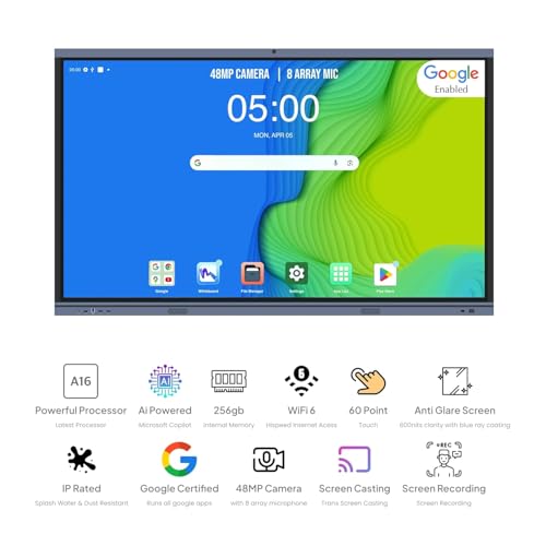 Image of BIG VUE Pro 65 Inch Android 14 Interactive Flat Panel Digital Board - All in 1, 8 GB RAM 128 GB ROM, Ai-Copilot, 48MP Camera with Microphone, Multitouch Screen Display for Teaching & Office Use