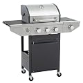 3-Burner Outdoor Propane Gas Grill with Side Burner, Cast Iron Cooking Grates, Propane Grill with Enclosed Storage, Portable BBQ Grill for Patio, Backyard, Deck, 37,150 BTU (3 Burner with Side Burner)