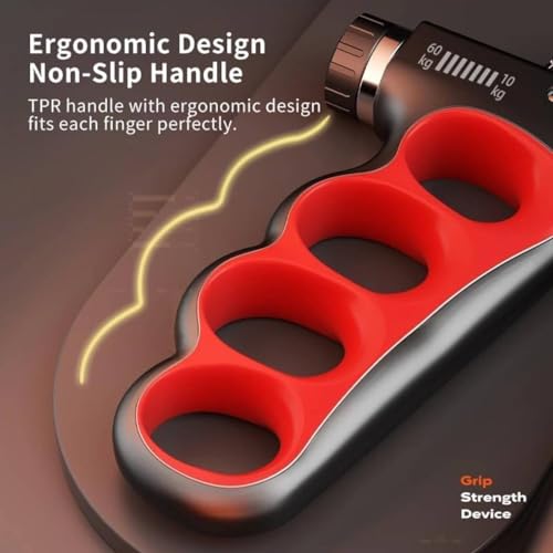 Image of 5KG To 100KG Weight Adjustable Hight Quality Hand Gripper for Men & Women |Hand Grip|Finger Exerciser|Power Gripper|Hand Exerciser Equipment|Hand Strengtheners with Counter 4 hole finger gripper (Red)