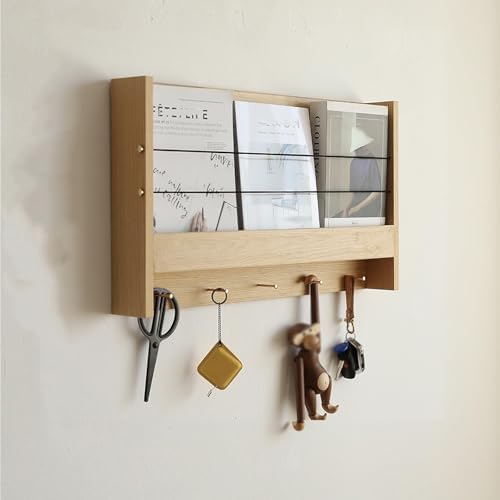 Wall-Mounted Magazine Holder - Wooden Double Wide Rack for Entryway, Office, Living Room & Kids' Room - Stylish Black Walnut Book Organizer