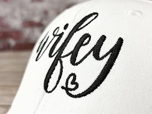 Image of Hepandy Wifey Hat for Women, Embroidered Baseball Cap, White Gifts for Valentines Day, Adjustable Dad Hat, Cotton Snapback Hat