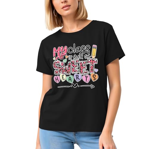 Image of Teacher Shirts for Women-Weird Teacher Build Character Short Sleeve | Soft Multicolor Letter Shirt Great for Teacher Appreciation Gift Back to School and Classroom Photos Matching Tee Top