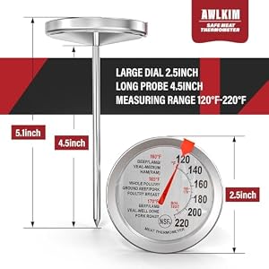 AWLKIM 2 Pack Analog Meat Thermometer Oven Safe Dial No Battery — photo 5 of 6