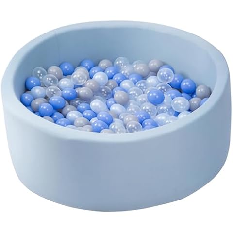 simpa Round Pastel Blue Foam Ball Pit with 200 Balls Cover