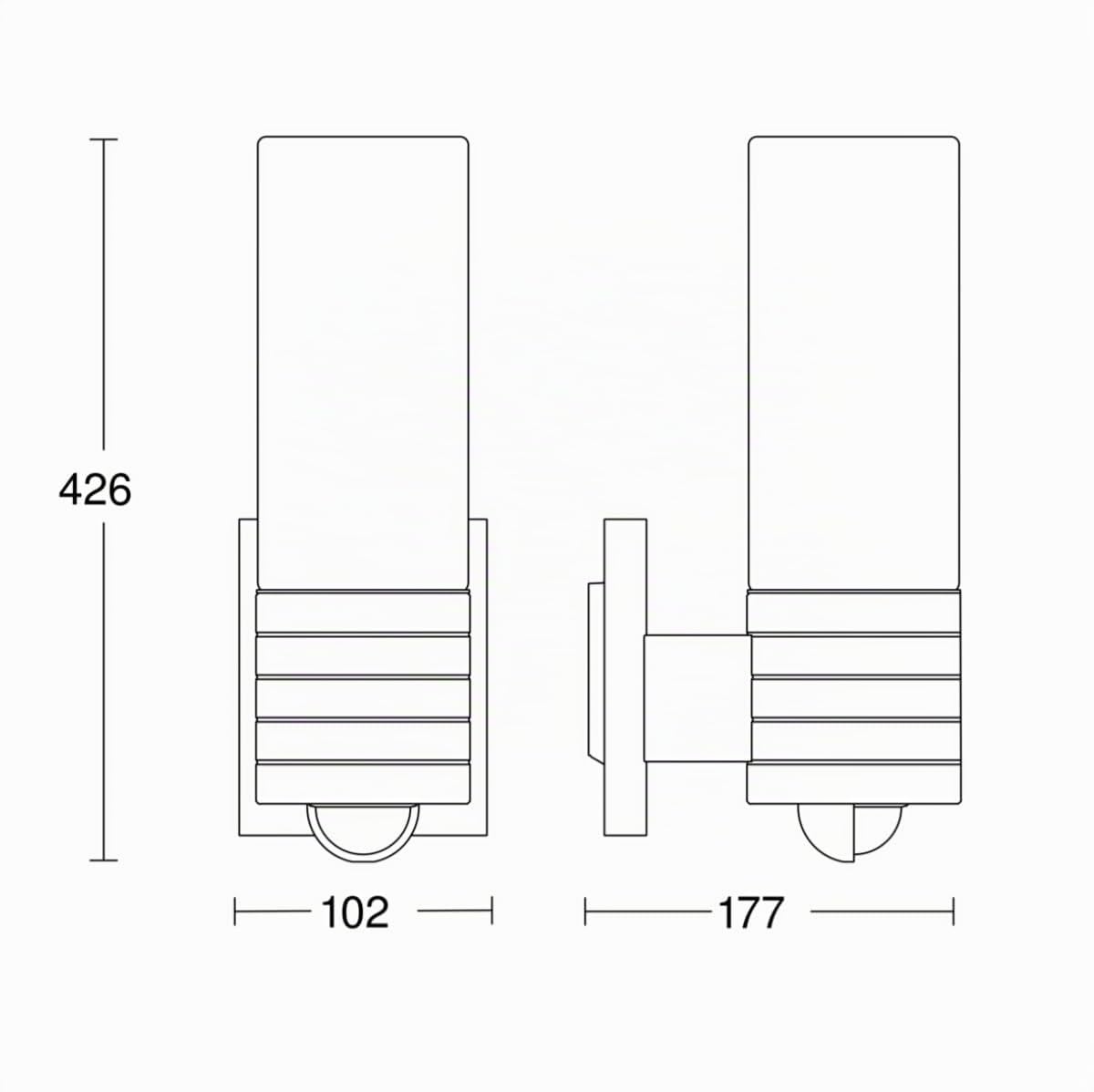 Steinel Applique murale LED L 260 S en inox et verre opale, Éclairage extérieur à détecteur de mouvement infrarouge