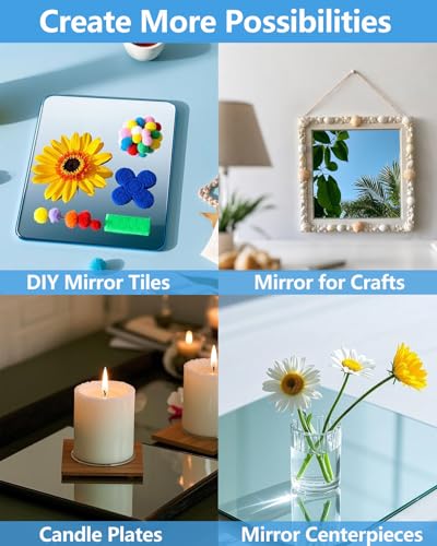 Image of Unbreakable Mirror Tiles, Self Adhesive, 16 x 12 Inch, Toddler Mirror for Classroom, Peel and Stick on Small Mirrors for Wall Decor, Shatterproof