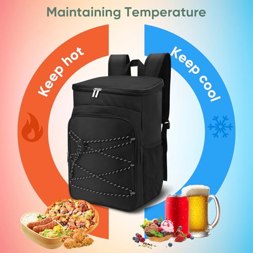 Insulated Backpack Leak Proof Oxford Cloth Cooler Backpack Large Capacity Waterproof Insulated Lunch Backpack with Side Pockets for Camping Picnic Hiking BBQ Outdoor 29x19x42cm - Image 3