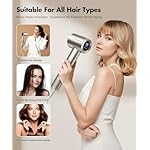 Hair Dryer, 150000RPM High-Speed Hairdryer for Fast Drying, Low Noise, HD Display, 5 Temps & 2 Speeds, 500 Million Negative Ionic Blow Dryer with Diffuser & Nozzle, Gold - Image 5