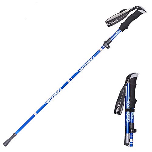Aprllolg Bastoncino da Trekking, Bastoncini da Trekking Passeggio Pieghevoli carbonioin Allu 7075 per Nordic Walking, Bastoncino da Trekking Telescopico Alluminio per Uomini Donne (Blu)