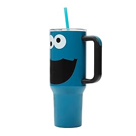 Bioworld Sesame Street Cookie Monster 40 Oz Blue Stainless Steel Tumbler with Handle